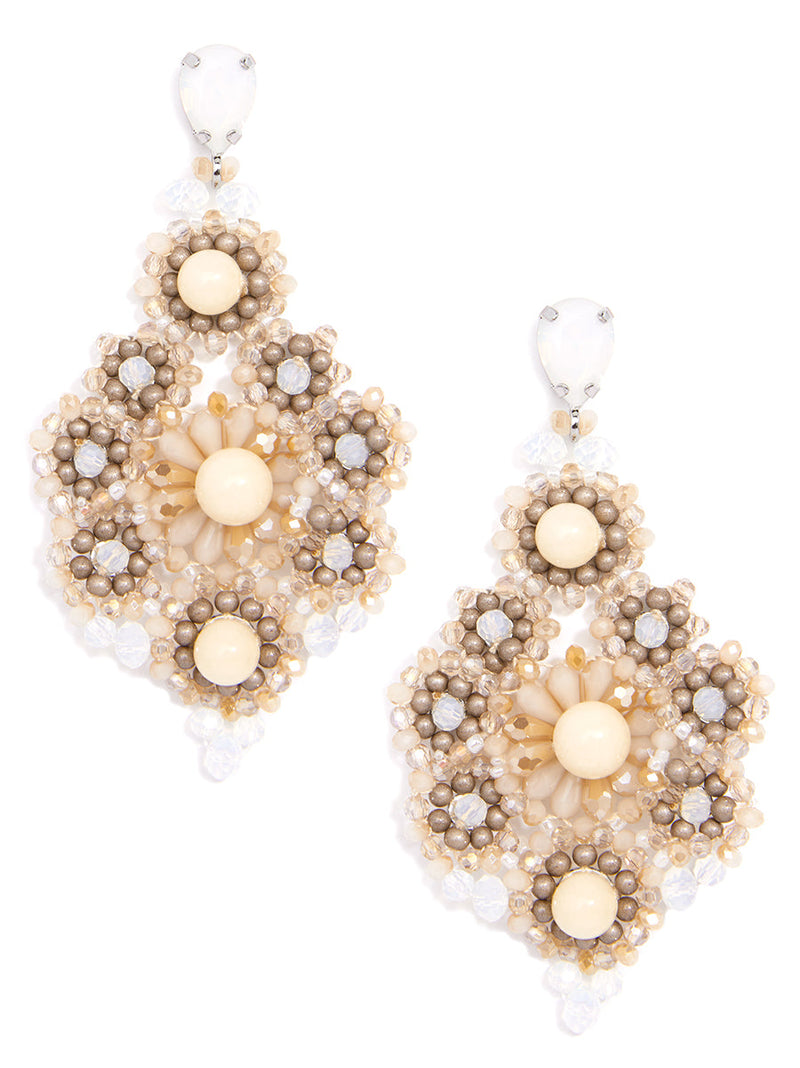 Hand Beaded Crystal and Lucite Starburst Drop Earring