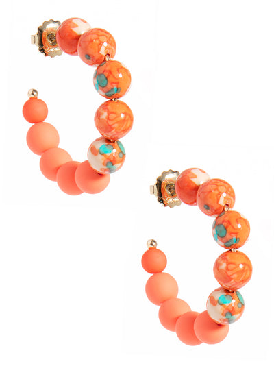 Small Mixed Beads Hoop Earring - COR