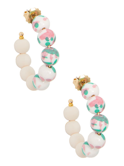 Small Mixed Beads Hoop Earring - pnk/mlt