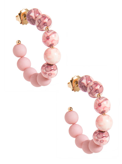 Small Mixed Beads Hoop Earring - ROSE