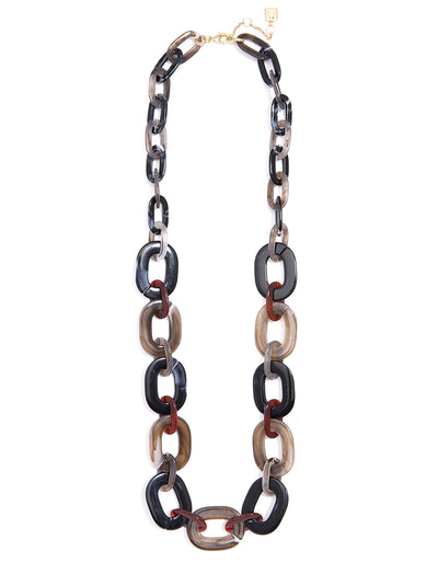 Marbled Links Long Necklace - Black Multi