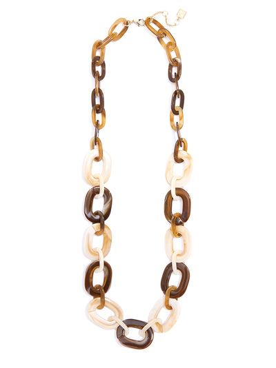 Marbled Links Long Necklace - Brown Multi