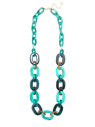 Marbled Links Long Necklace - Turquoise Multi