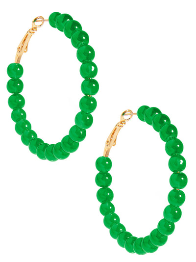 Glass Bead Hoop Earring - Emerald