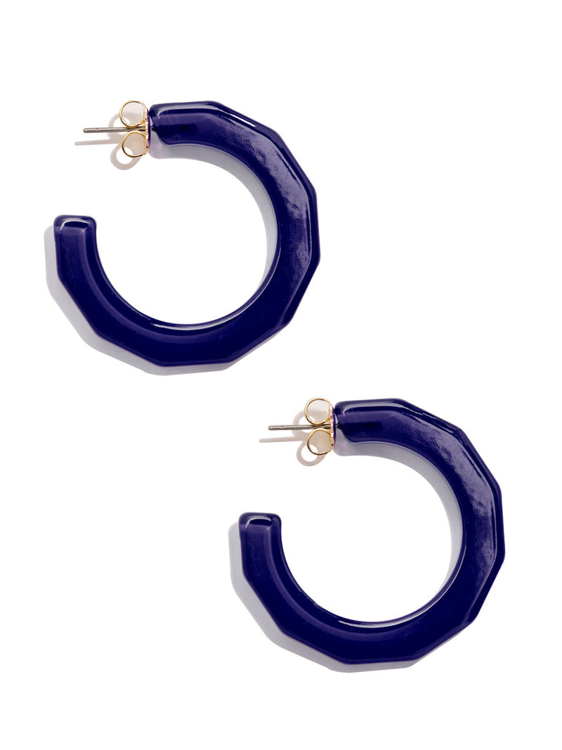 Small Textured Hoop Earring - NAVY