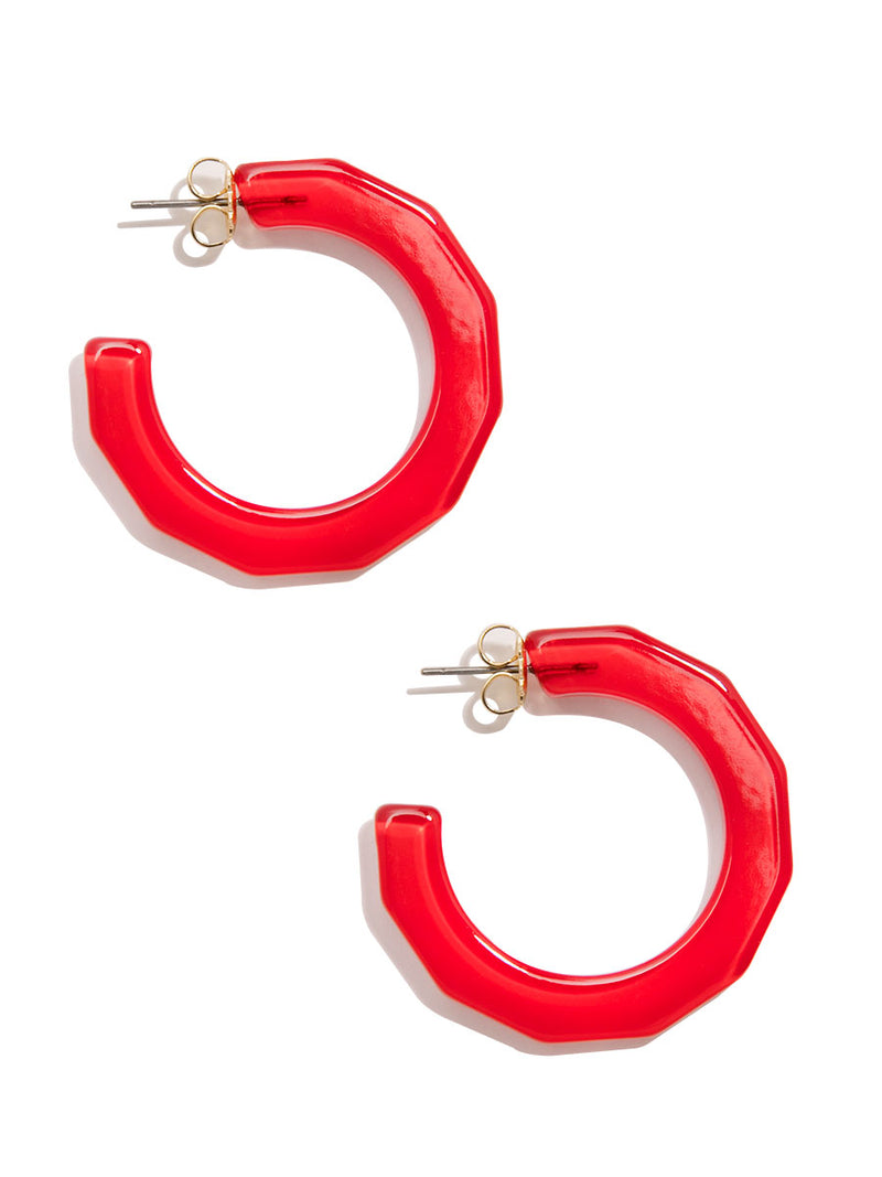 Small Textured Hoop Earring - RED