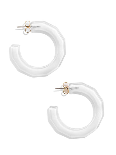 Small Textured Hoop Earring - WHT