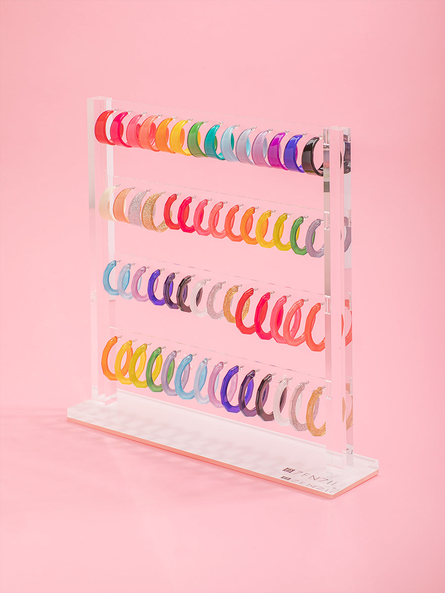 Ear Piercing Rack Lucite Four Tier Earring Rack | ZENZII Wholesale Jewelry