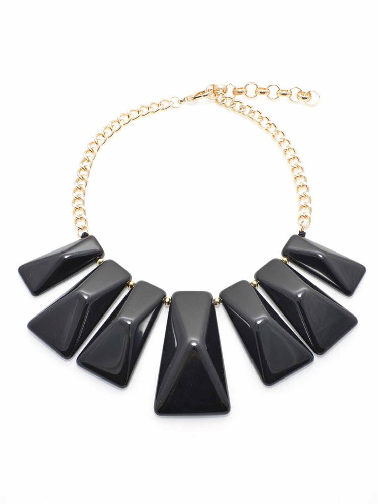 Chic Shape Graduated Resin Necklace  - color is Black | ZENZII Wholesale