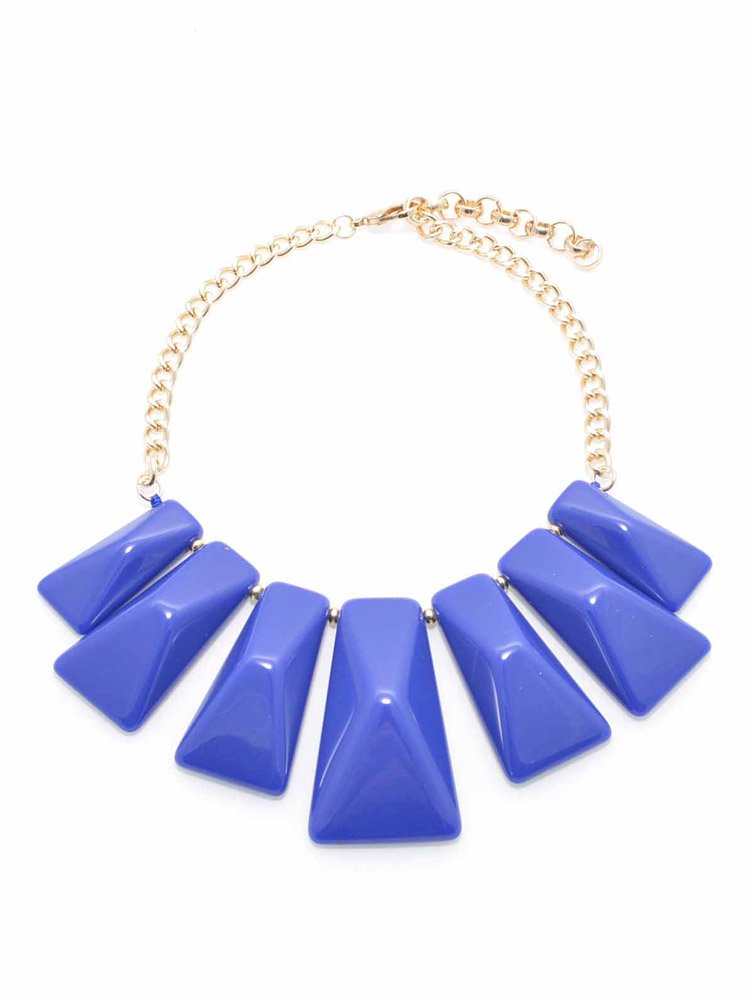 Chic Shape Graduated Resin Necklace  - color is Cobalt | ZENZII Wholesale