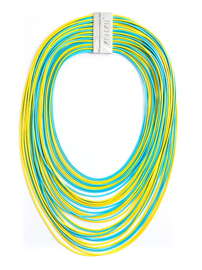 Tight Rope Necklace  - color is Bright Blue/Yellow | ZENZII Wholesale
