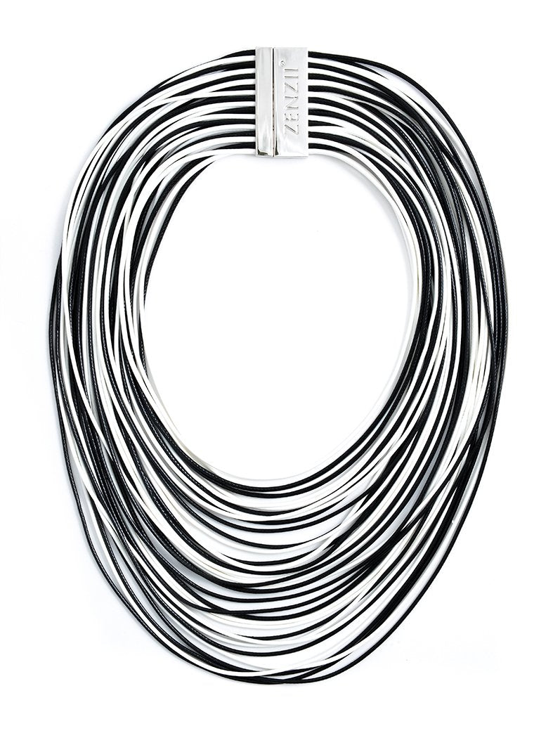 Tight Rope Necklace  - color is Black/White | ZENZII Wholesale