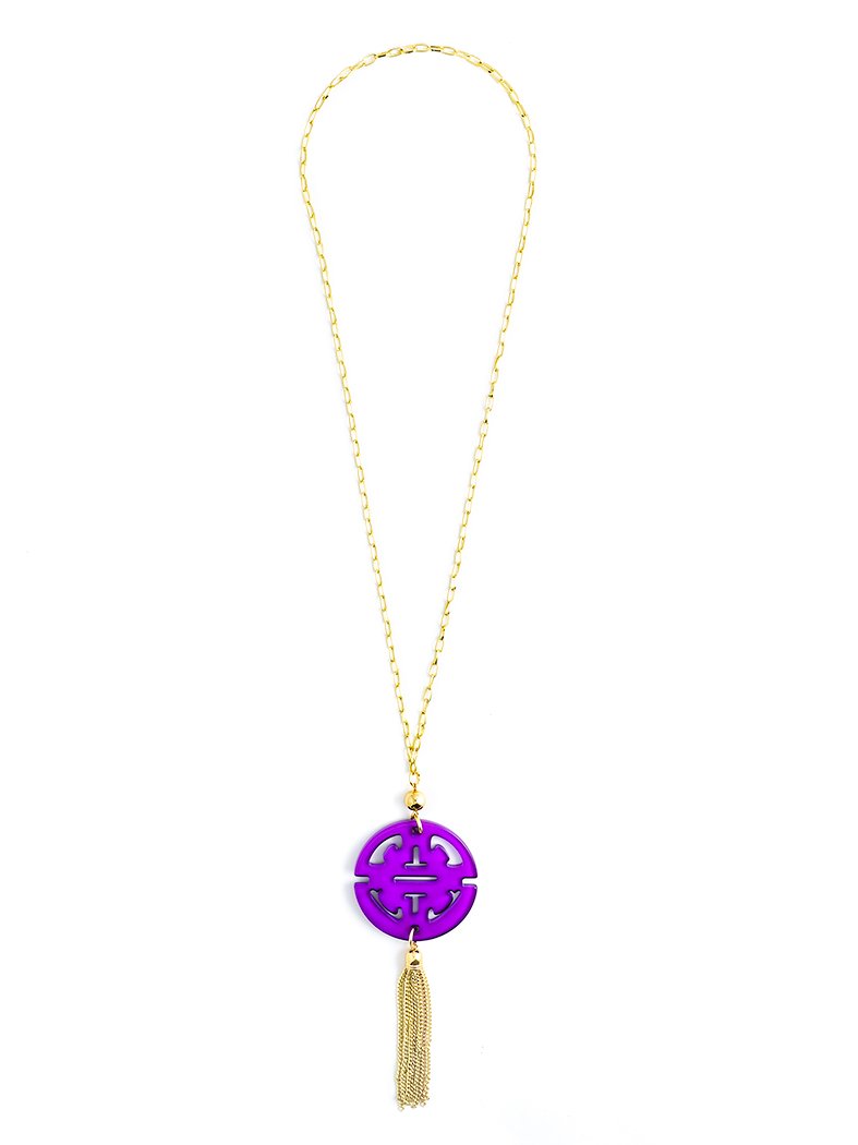 Travel Tassel Pendant Necklace  - color is Purple | ZENZII Wholesale