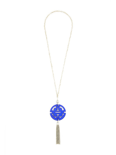 Travel Tassel Pendant Necklace - RH/COBALT