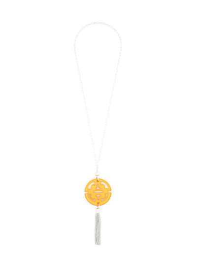 Travel Tassel Pendent Necklace  - color is Silver/Honey | ZENZII Wholesale