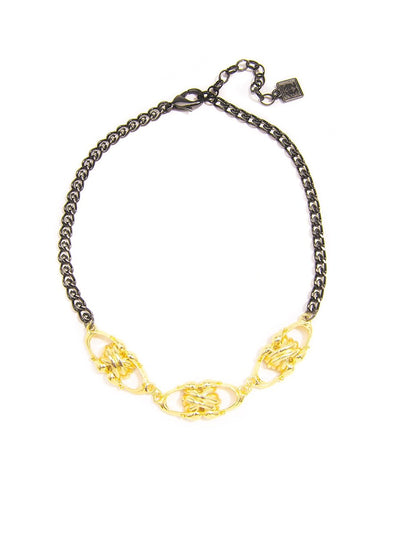 Gold Knot Bib Necklace- gold