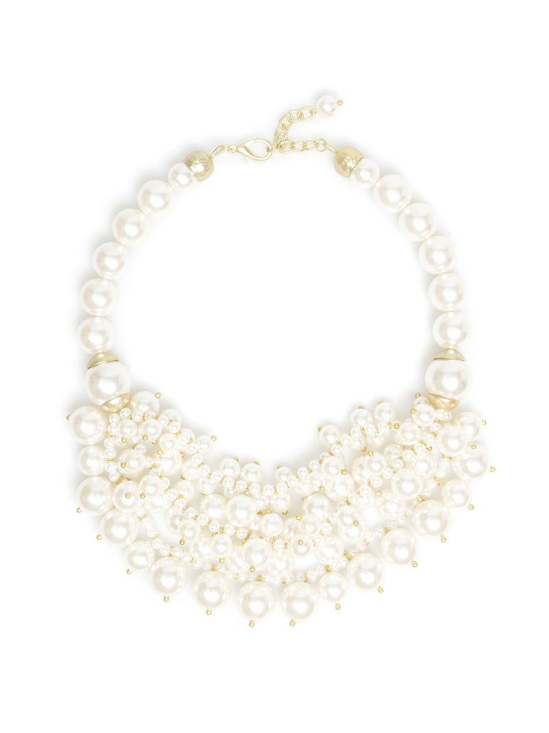 Multi Strand Cluster Pearl Necklace