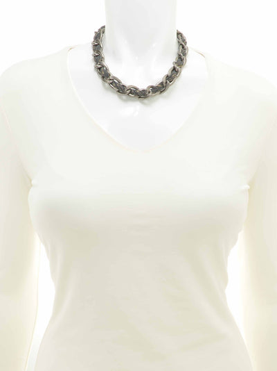 Coated Metal Chain Necklace  - color is Gray | ZENZII Wholesale