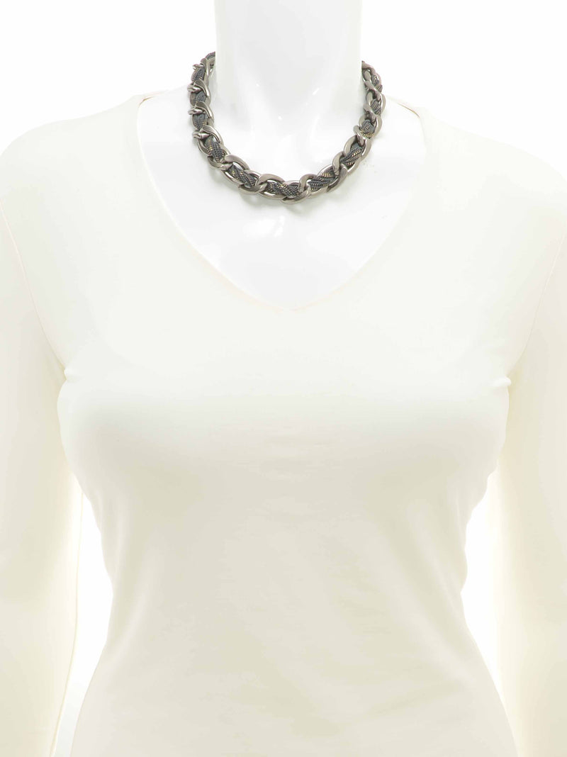 Coated Metal Chain Necklace  - color is Gray | ZENZII Wholesale
