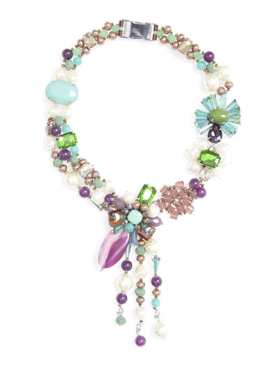 Park Avenue Punch Statement Necklace  - color is Multi | ZENZII Wholesale