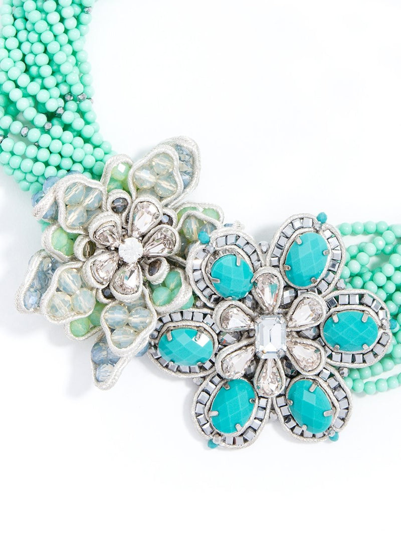 Blooming Beauty Twisted Beaded Necklace - Mint