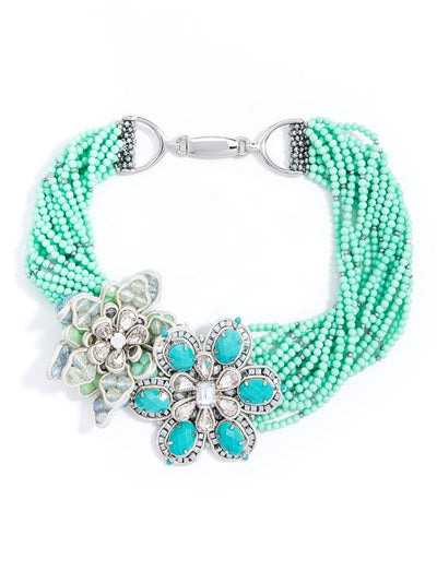 Blooming Beauty Twisted Beaded Necklace - Mint