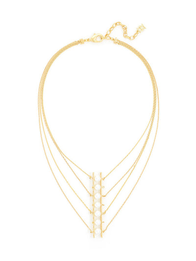 Pearl Ladder Necklace  - color is Gold/White | ZENZII Wholesale