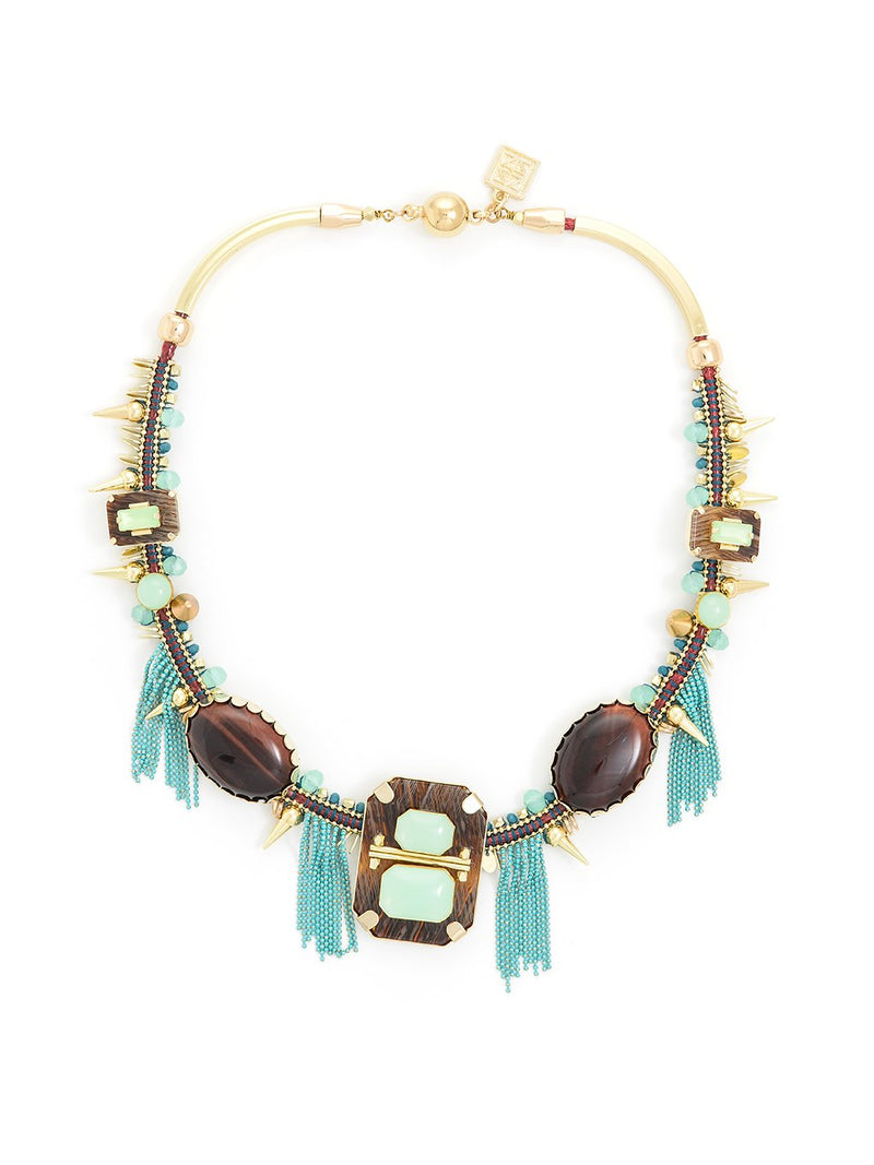 Fringe Stoned Regions Necklace  - color is Mint | ZENZII Wholesale