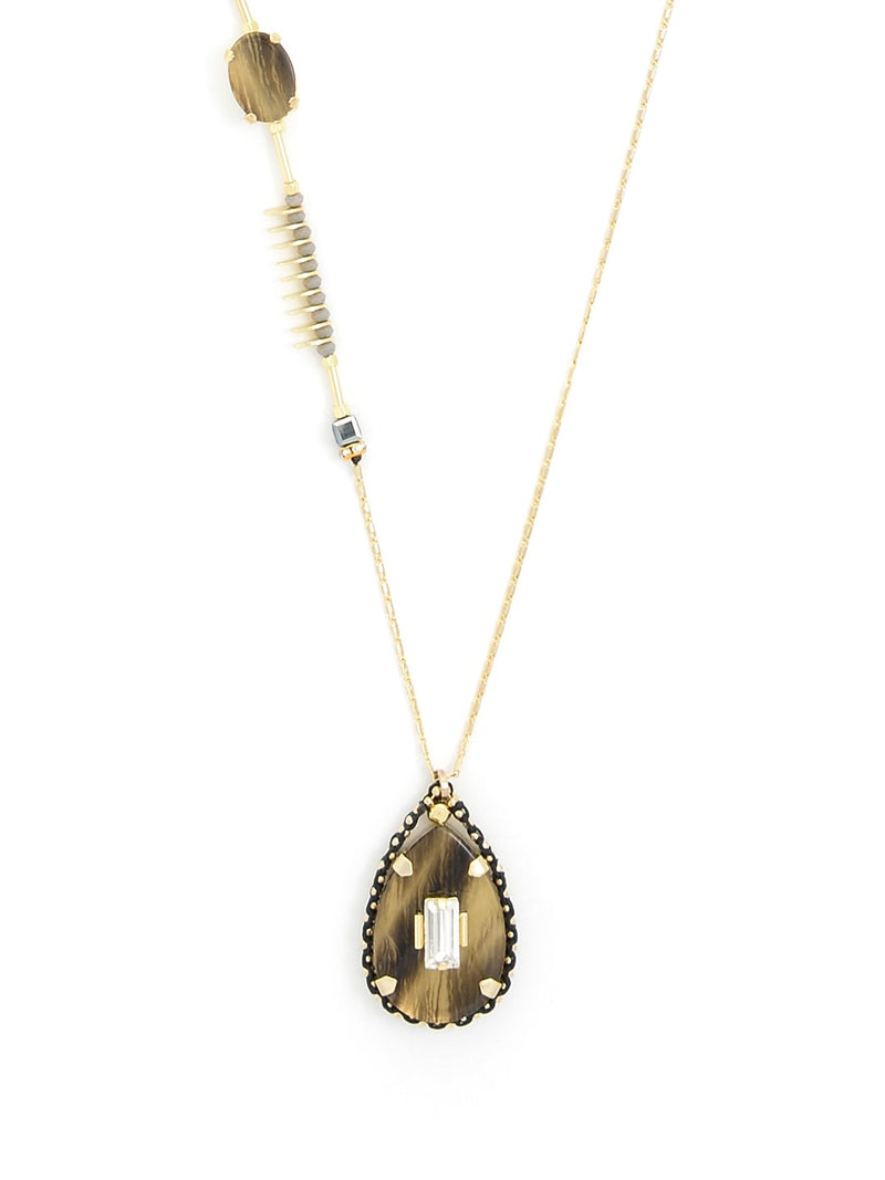 Ancestral Single Drop Necklace  - color is Brown | ZENZII Wholesale