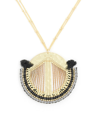 Short Tribal Shielding Pendant Necklace  - color is Black | ZENZII Wholesale