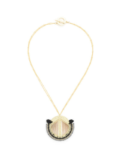 Short Tribal Shielding Pendant Necklace  - color is Black | ZENZII Wholesale