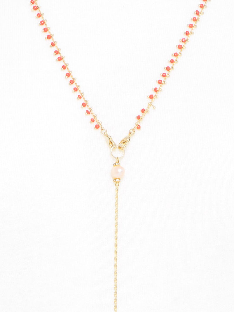 Beaded Body Chain  - color is Coral | ZENZII Wholesale