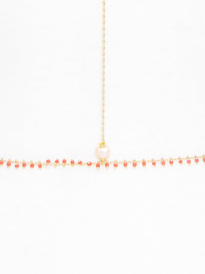 Beaded Body Chain  - color is Coral | ZENZII Wholesale