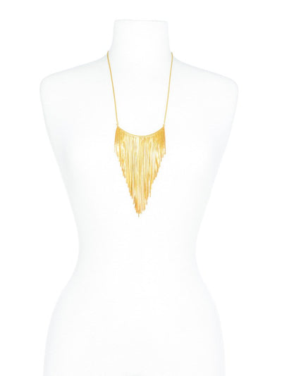 Liquid Gold Fringe Necklace  - color is Gold | ZENZII Wholesale