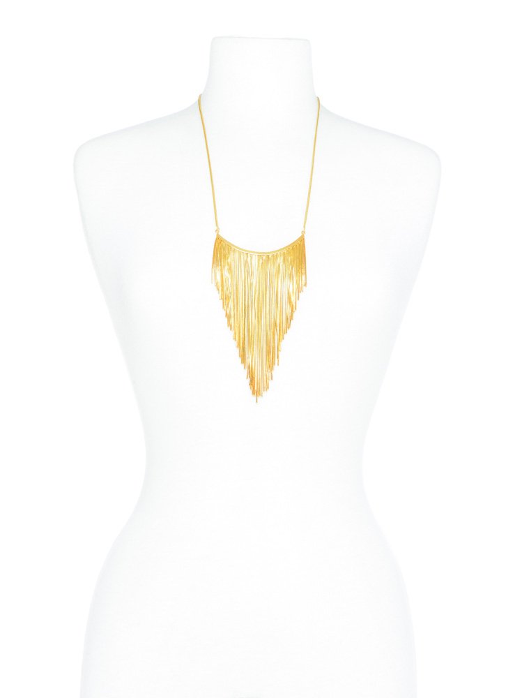 Liquid Gold Fringe Necklace  - color is Gold | ZENZII Wholesale