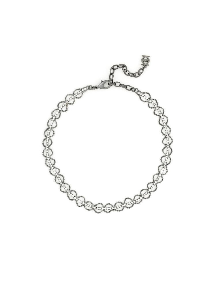 Crystal Fleur Choker Necklace  - color is Hematite | ZENZII Wholesale