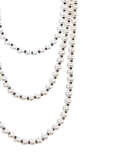 Long Multi Strand Pearl Necklace - Pearl