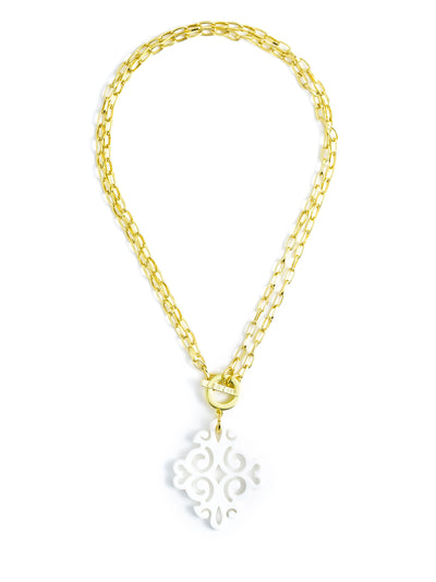 Twirling Blossom Pendant Necklace  - color is White | ZENZII Wholesale