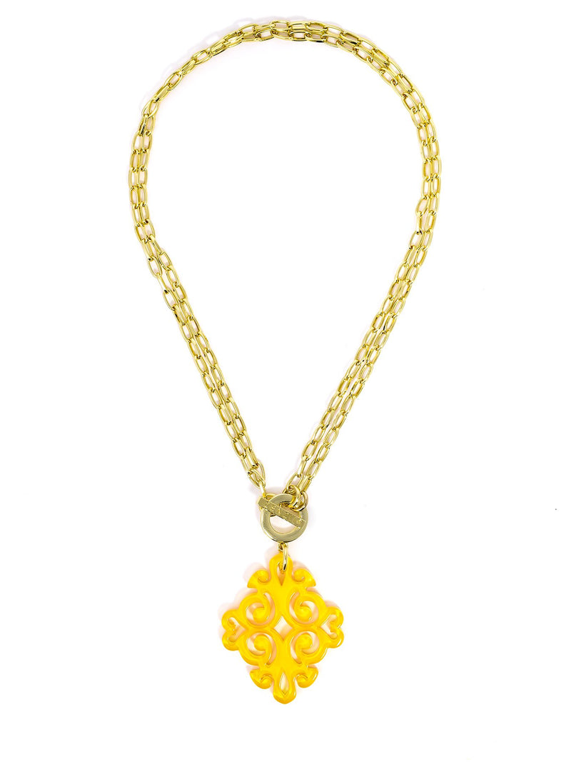 Twirling Blossom Pendant Necklace  - color is Yellow | ZENZII Wholesale
