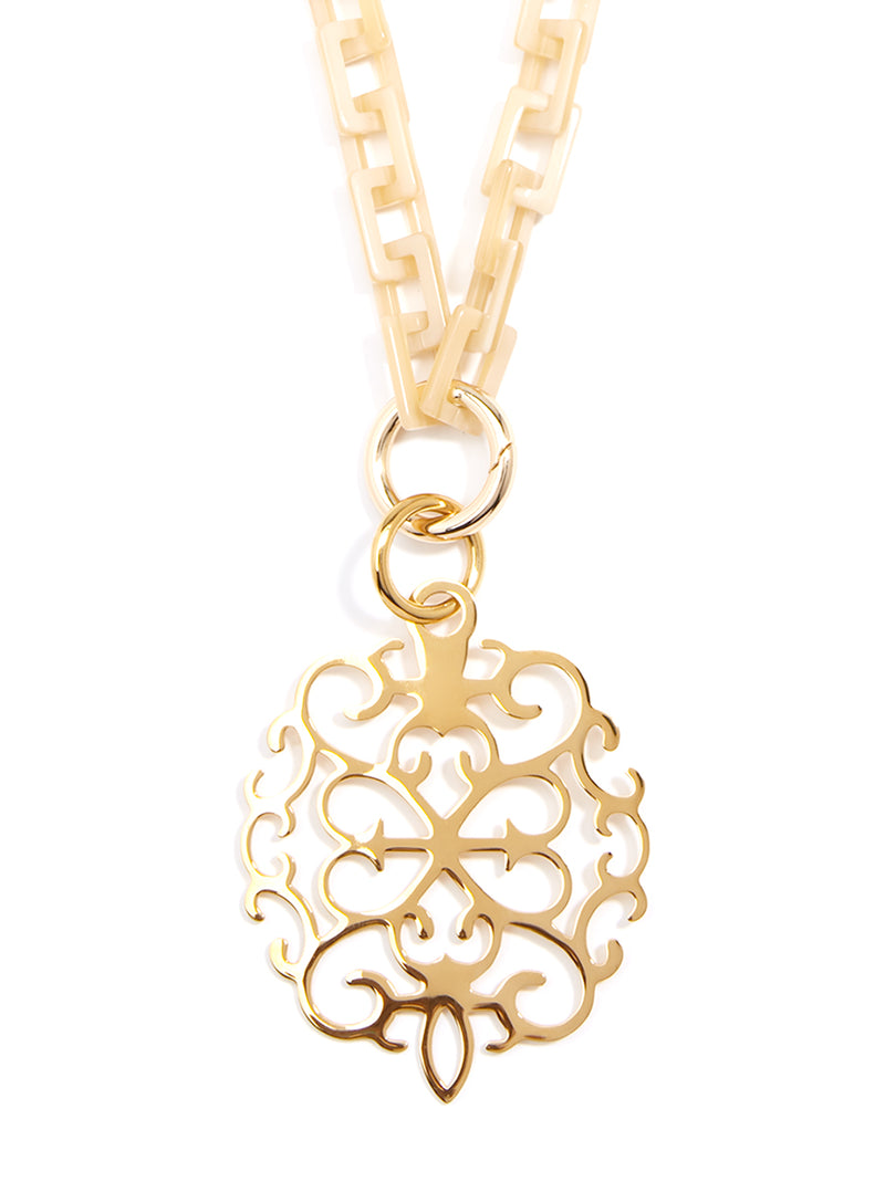Rococo Pendant Necklace  - Beige