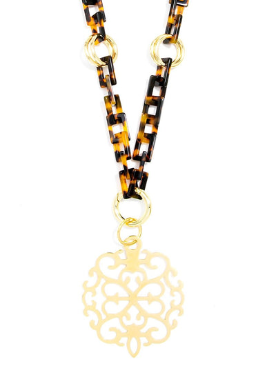 Rococo Pendant Necklace - Black & Brown