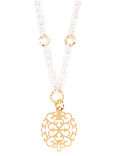 Rococo Pendant Necklace - White