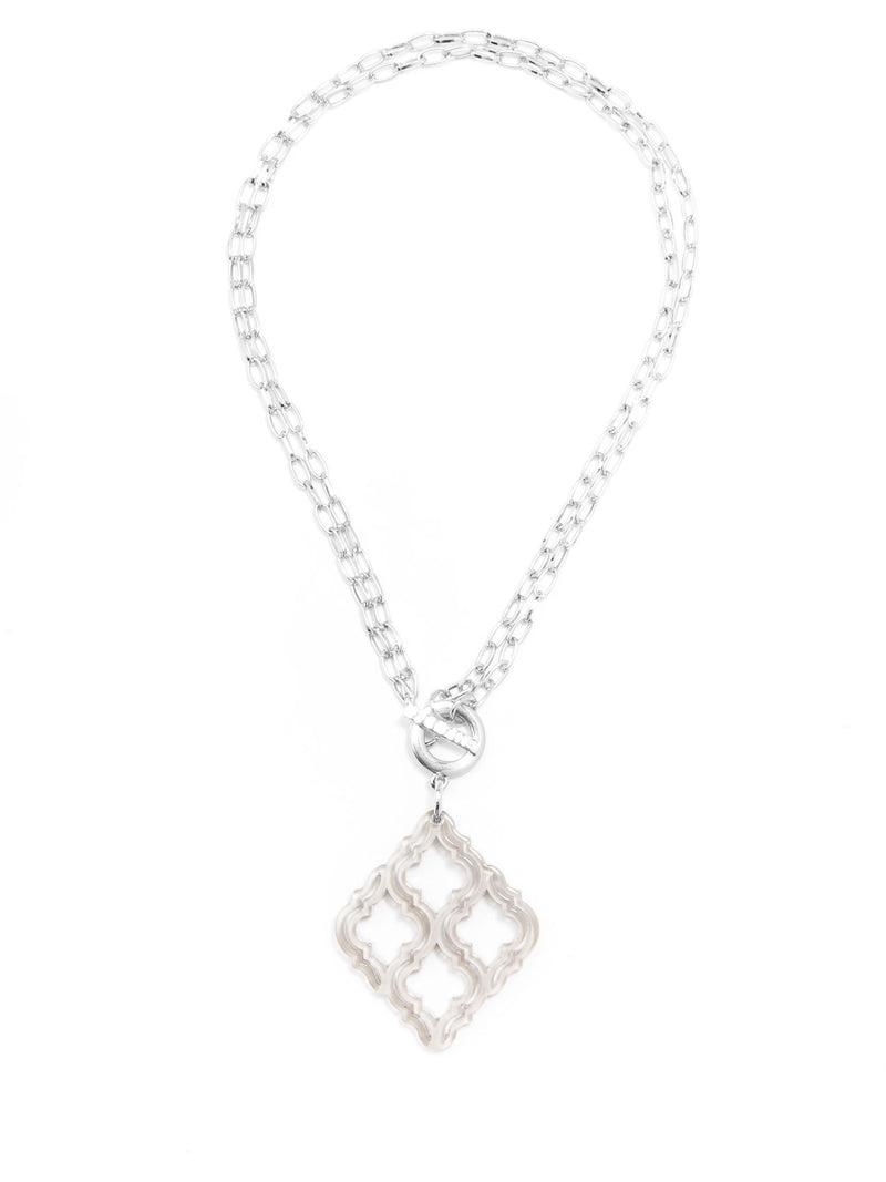Imperial Lattice Pendant Necklace - Silver/Gray
