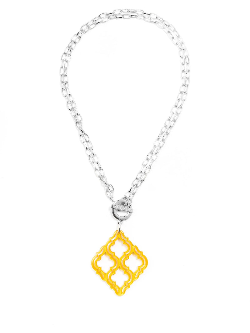 Imperial Lattice Pendant Necklace - Silver/Honey