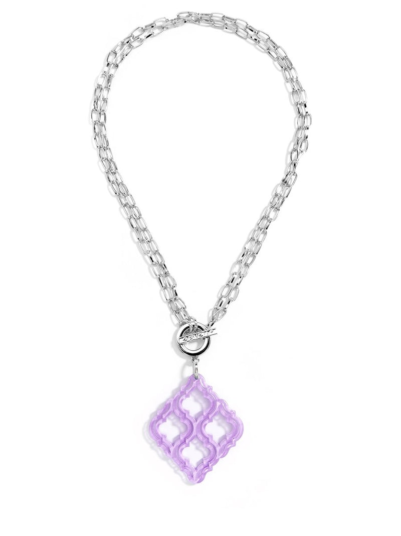 Lattice Pendant Necklace - Silver and Lavender