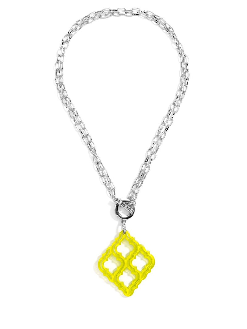 Lattice Pendant Necklace - Silver/Yellow