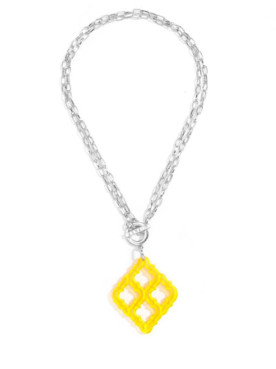 Lattice Pendant Necklace - Silver/Yellow