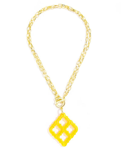 Lattice Pendant Necklace - Yellow
