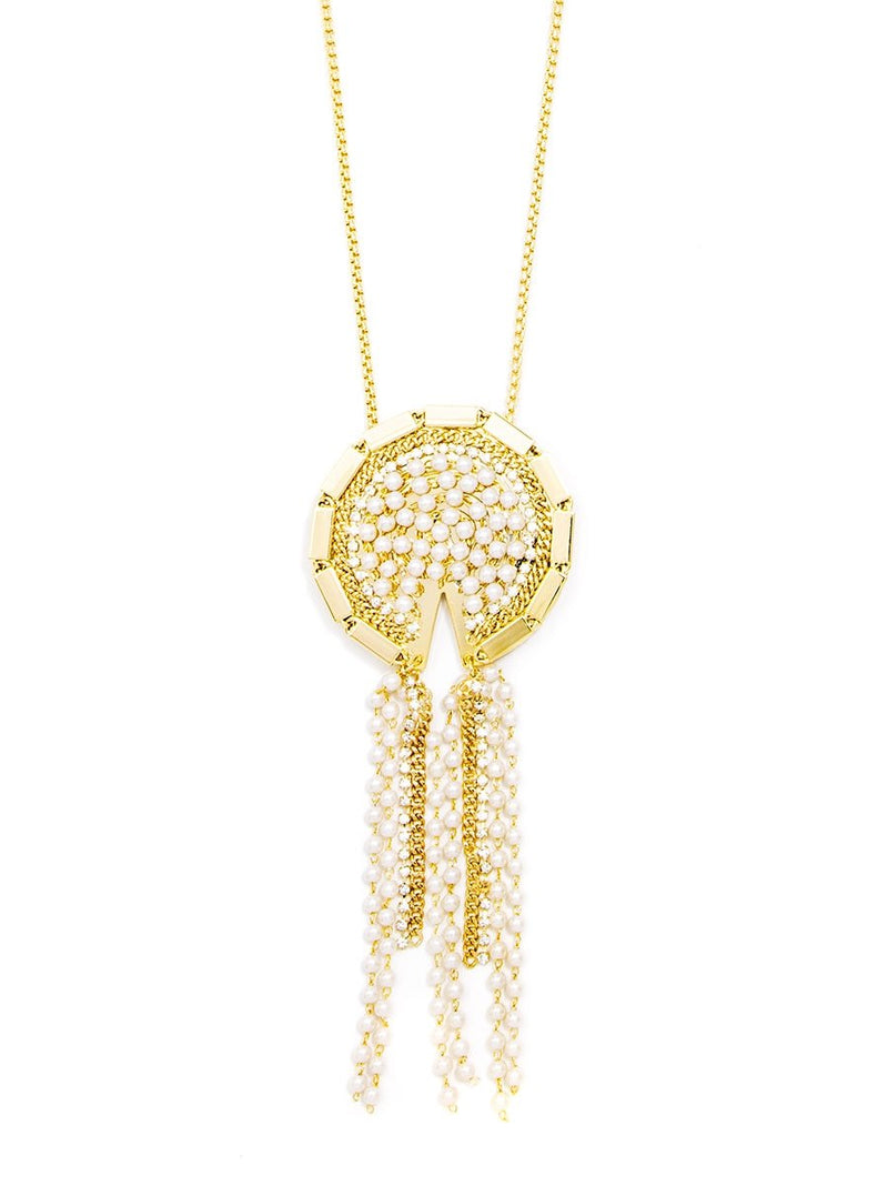 Piece of Pearl Tassel Necklace- gold/pearl