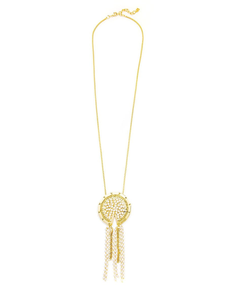 Piece of Pearl Tassel Necklace- gold/pearl